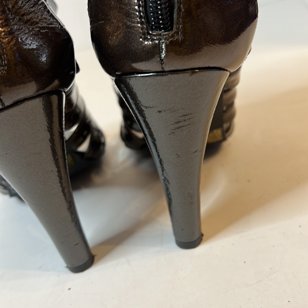 COLIN STUART BROWN LEATHER OPEN TOE STRAPPY HEELS SZ 11B - Picture 9 of 12
